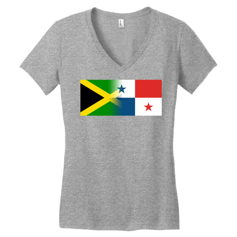 Jamaican Panamanian Flag Jamaica Panama Pullover Hoodie Women's V-Neck T-Shirt by cm-arts | Artistshot