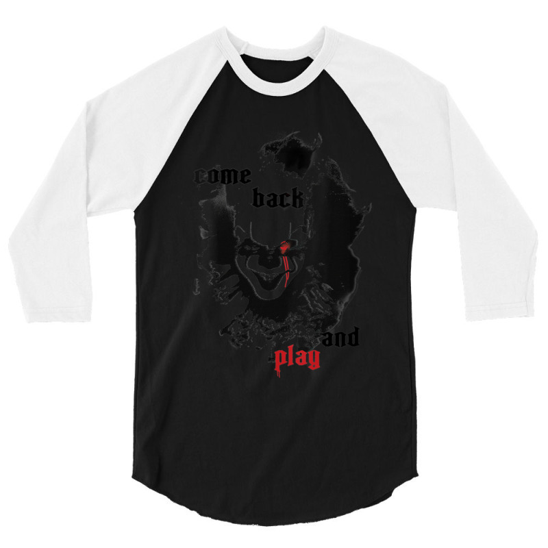 Womens It Movie Pennywise Come Back And Play V-neck 3/4 Sleeve Shirt by mckeebeckett3l9yxd | Artistshot