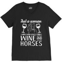 Funny Horse Gift Love Horses Wine Horseback Riding V-neck Tee | Artistshot