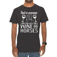 Funny Horse Gift Love Horses Wine Horseback Riding Vintage T-shirt | Artistshot