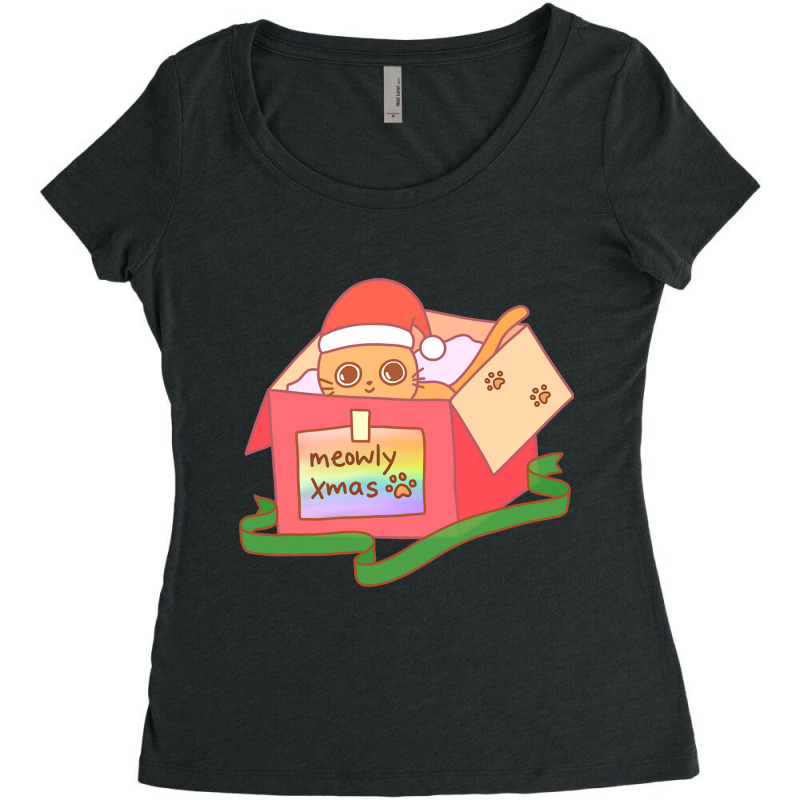 Meowly Christmas Women's Triblend Scoop T-shirt by Coble Spellman | Artistshot