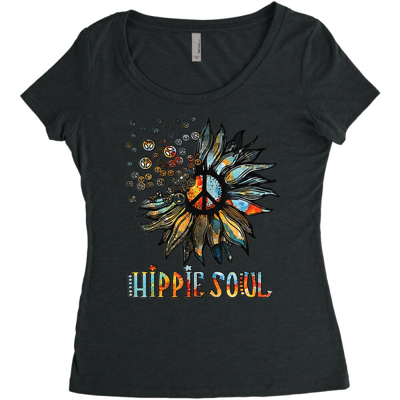 Daisy Peace Sign Hippie Soul Sunflower Peace Symbol Lover Women's Triblend Scoop T-shirt by brumfieldportillo7vlpq8 | Artistshot