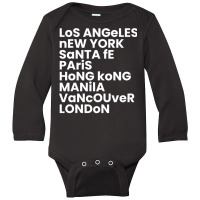 Los Angeles New York Santa Fe Paris Cities Of The World Sweatshirt Long Sleeve Baby Bodysuit | Artistshot