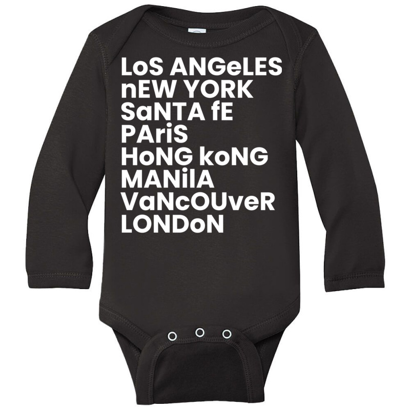 Los Angeles New York Santa Fe Paris Cities Of The World Sweatshirt Long Sleeve Baby Bodysuit by cm-arts | Artistshot