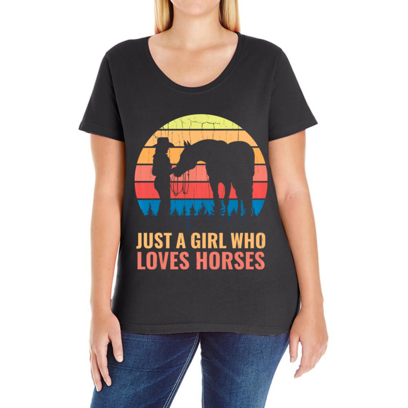 Just A Girl Who Loves Horses Western Horse Riding Rider Ladies Curvy T-Shirt by huynhhuutrunghpa | Artistshot