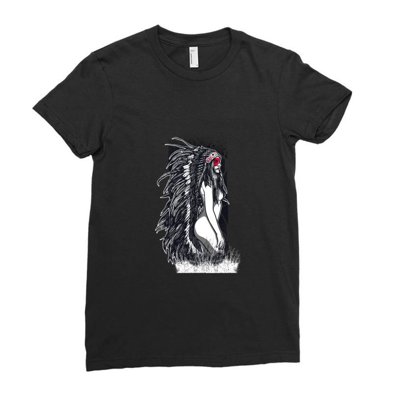 Native American Woman Illustration1 Ladies Fitted T-Shirt by AngieFurr | Artistshot