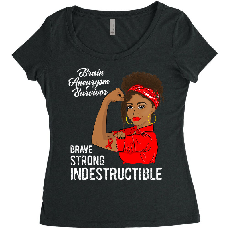 Brain Aneurysm Survivor Indestructible Awareness Gift Women's Triblend Scoop T-shirt by CUSER3772 | Artistshot