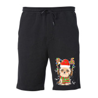 Funny Shih Tzu Lovers Christmas Shih Tzu Christmas Tree Santa Hat Xmas Fleece Short | Artistshot