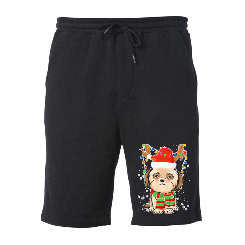 Funny Shih Tzu Lovers Christmas Shih Tzu Christmas Tree Santa Hat Xmas Fleece Short | Artistshot