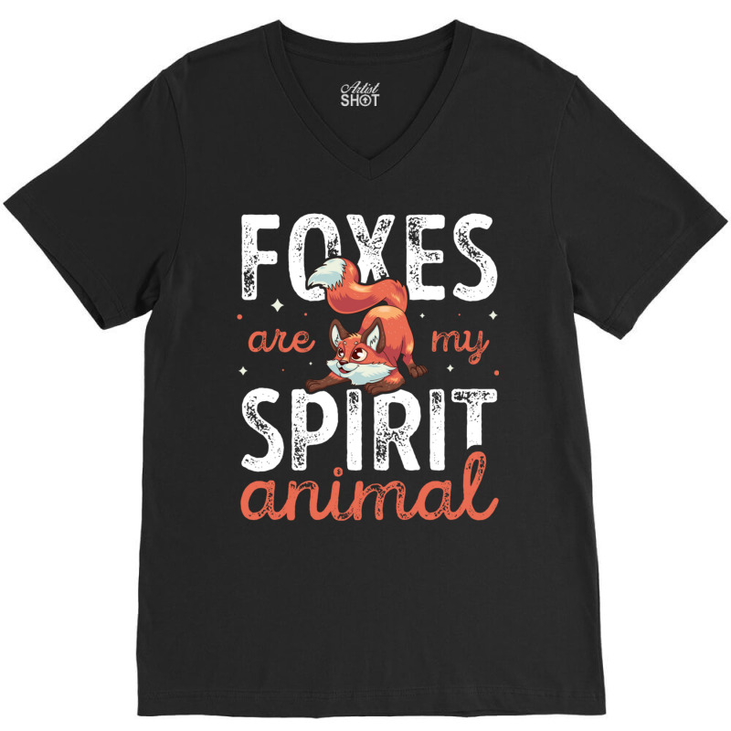 Cute Foxes Are My Spirit Animal Funny Fox Lover Pullover Hoodie V-Neck Tee by cm-arts | Artistshot