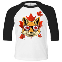 Canadian Fox Maple Tree Leaf Canada Flag Animal Fox Lover Tank Top Toddler 3/4 Sleeve Tee | Artistshot