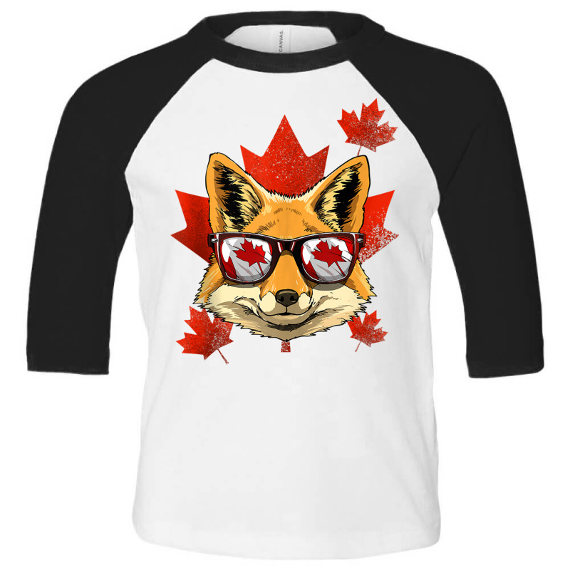 Canadian Fox Maple Tree Leaf Canada Flag Animal Fox Lover Tank Top Toddler 3/4 Sleeve Tee by cm-arts | Artistshot