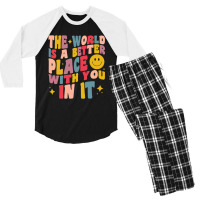 The World Is A Better Place With You In It Positive Motivate Men's 3/4 Sleeve Pajama Set | Artistshot