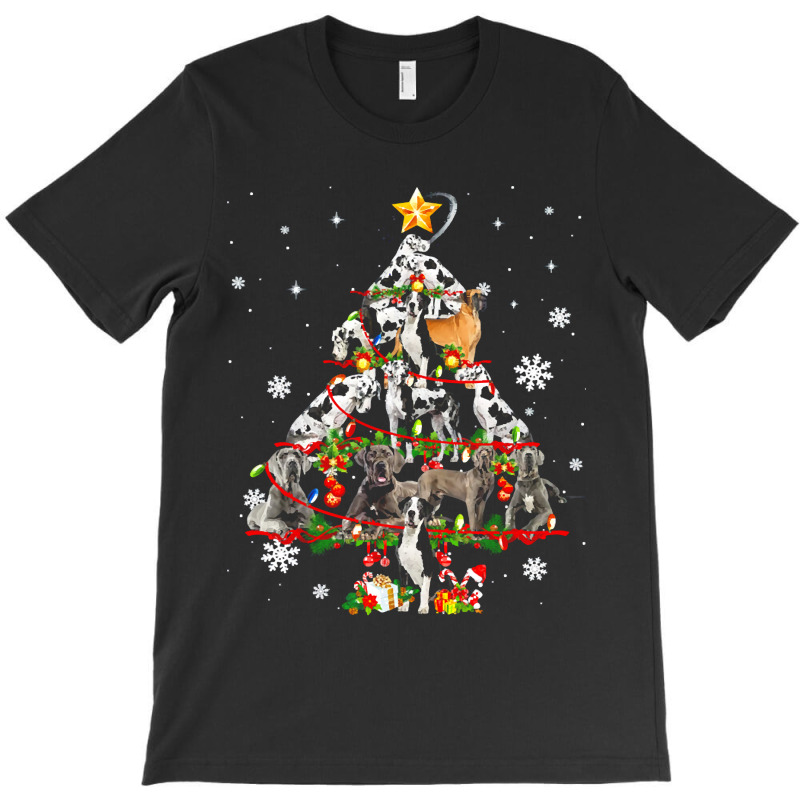 Funny Great Dane Christmas Dog Tree Lights Pajamas Funny T-shirt | Artistshot