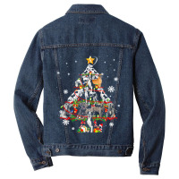 Funny Great Dane Christmas Dog Tree Lights Pajamas Funny Men Denim Jacket | Artistshot