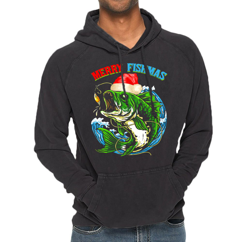 Funny Merry Christmas Fishmas Funny Fishing Fish Present Vintage Hoodie | Artistshot