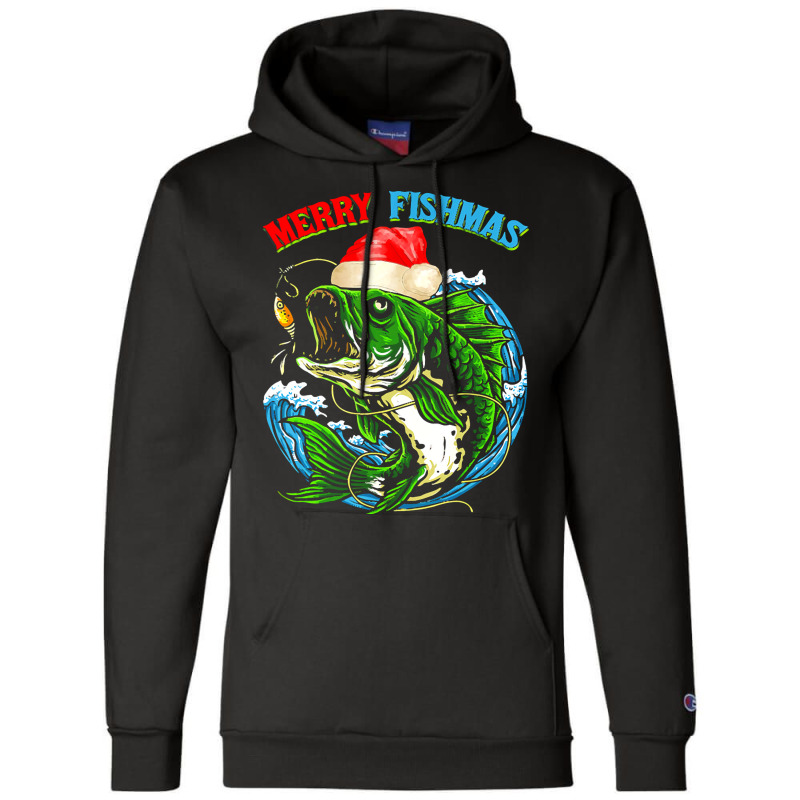 Funny Merry Christmas Fishmas Funny Fishing Fish Present Champion Hoodie | Artistshot