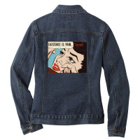 Existence Is Pain   Nihilist Statement Tee Ladies Denim Jacket | Artistshot