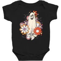 Retro Vintage Gnoovy Halloween Colors Flower Ghost Sketch Baby Bodysuit | Artistshot