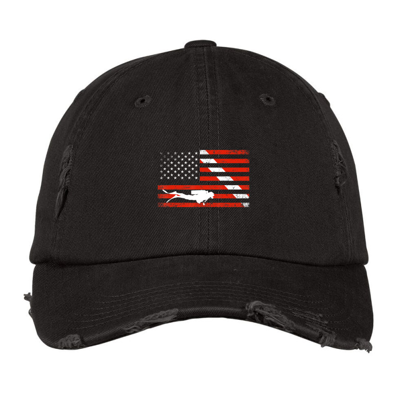 Diver Down Dive Flag Scuba Diving American Flag Vintage Cap | Artistshot