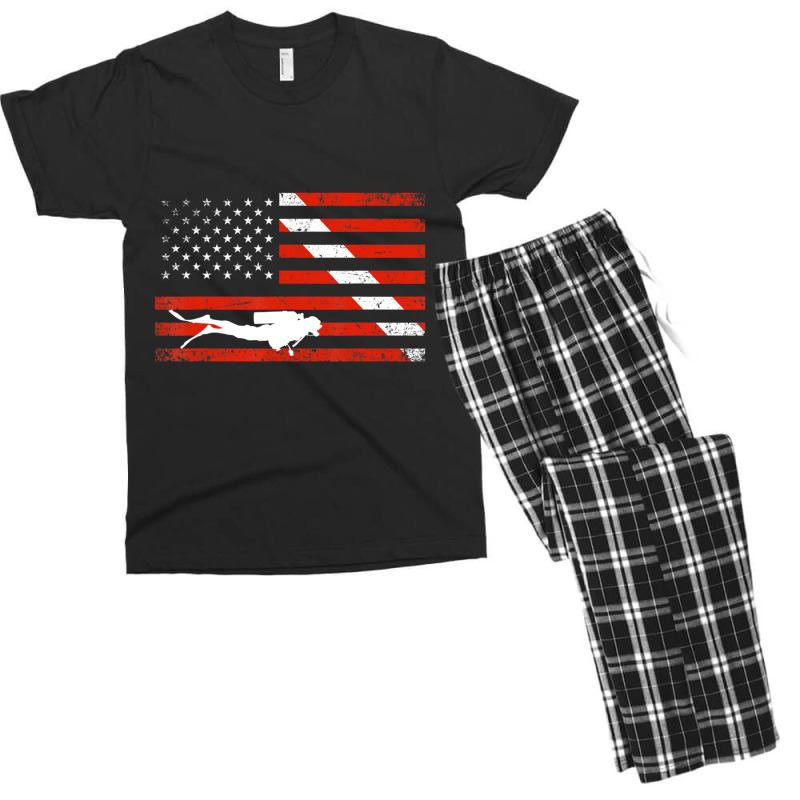 Diver Down Dive Flag Scuba Diving American Flag Men's T-shirt Pajama Set | Artistshot