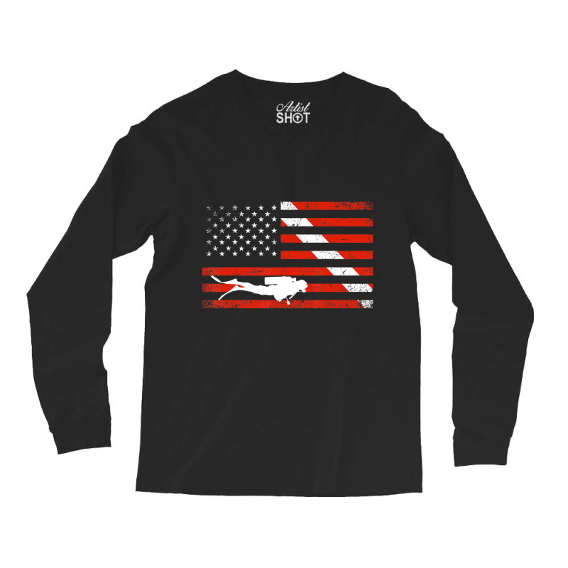 Diver Down Dive Flag Scuba Diving American Flag Long Sleeve Shirts | Artistshot