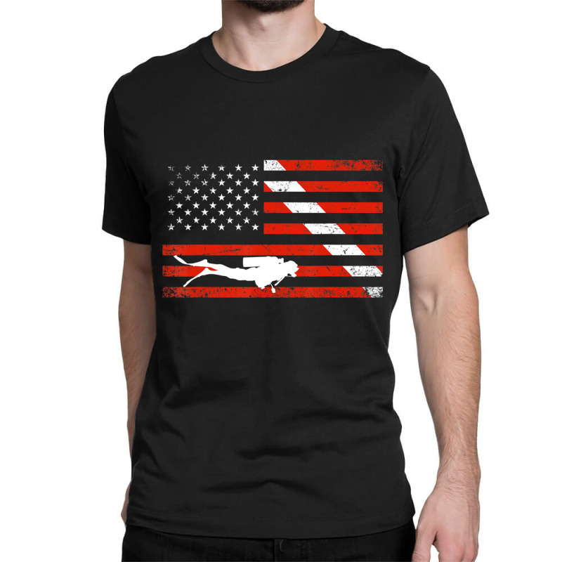 Diver Down Dive Flag Scuba Diving American Flag Classic T-shirt | Artistshot