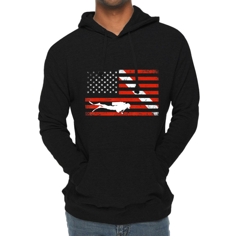 Diver Down Dive Flag Scuba Diving American Flag Lightweight Hoodie | Artistshot