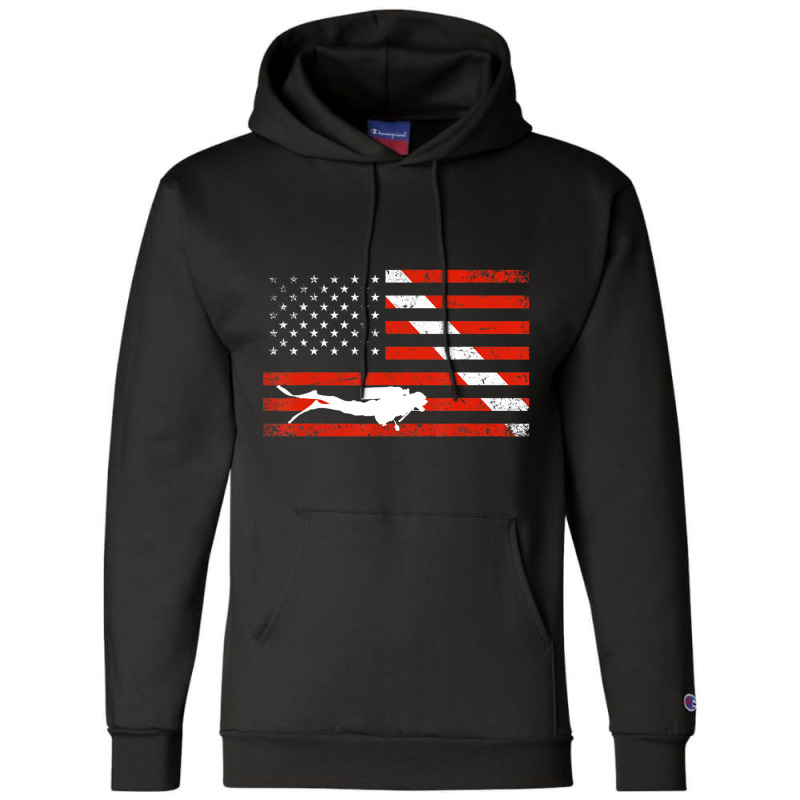 Diver Down Dive Flag Scuba Diving American Flag Champion Hoodie | Artistshot