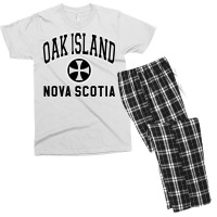 Oak Island Varsity Style Cross Black Print Pullover Hoodie Men's T-shirt Pajama Set | Artistshot