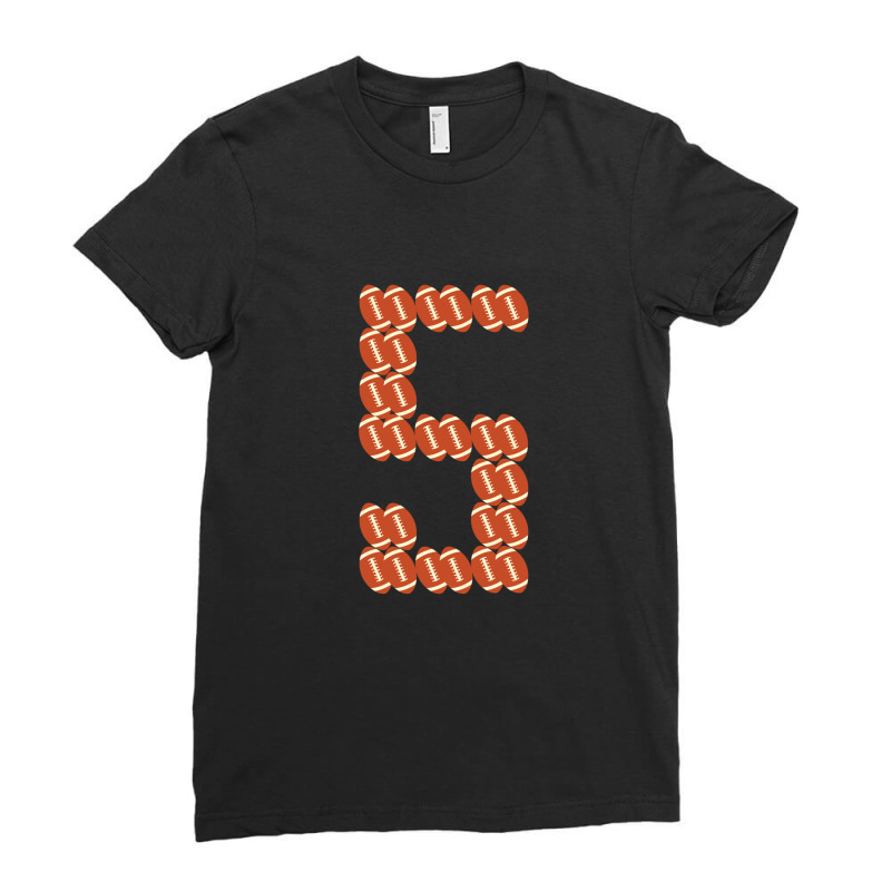 Player Number 5 Five- American Football Game Ladies Fitted T-Shirt by AngieFurr | Artistshot