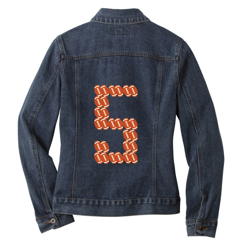 Player Number 5 Five- American Football Game Ladies Denim Jacket by AngieFurr | Artistshot