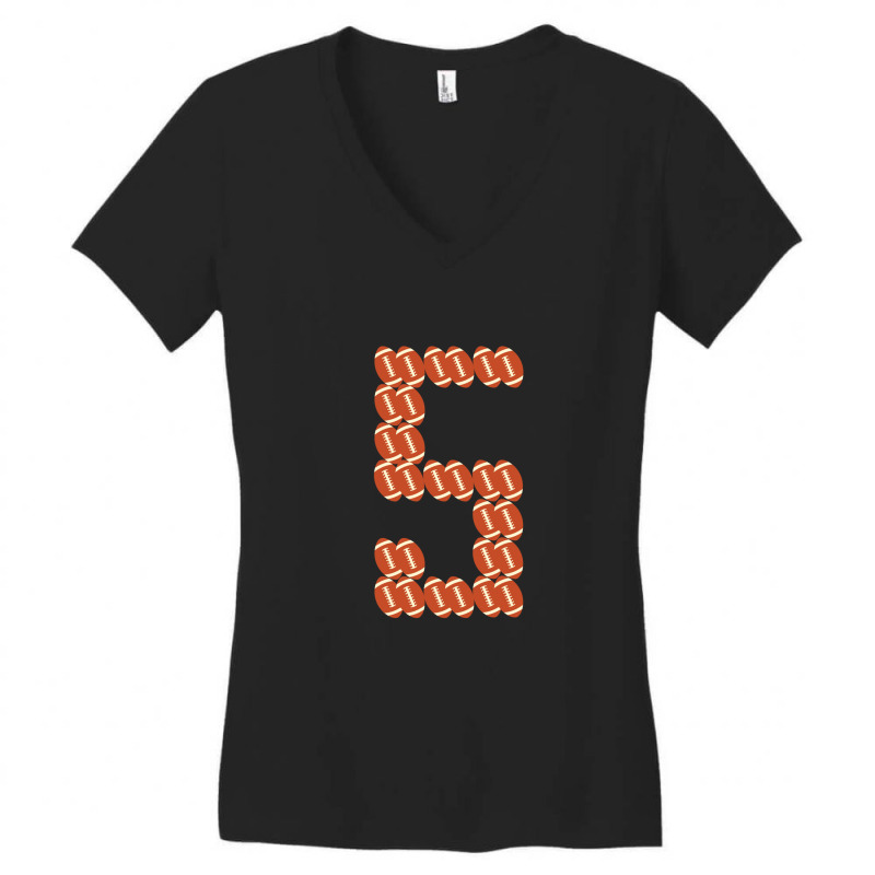 Player Number 5 Five- American Football Game Women's V-Neck T-Shirt by AngieFurr | Artistshot