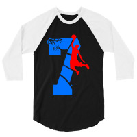 Kids 7 Year Old 7th Basketball Birthday 3/4 Sleeve Shirt | Artistshot