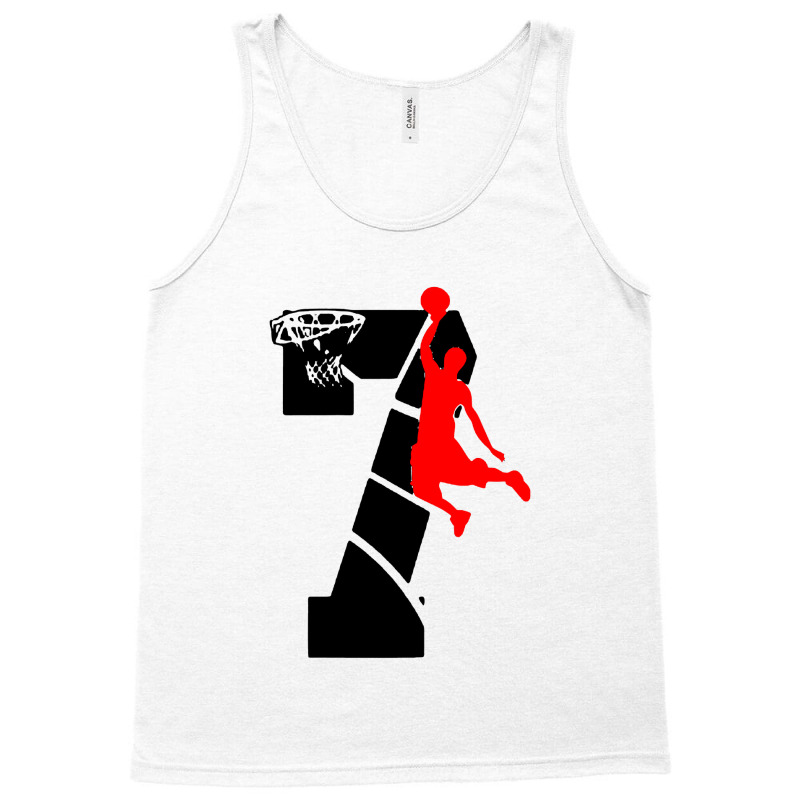 Kids 7 Year Old 7th Basketball Birthday Tank Top | Artistshot