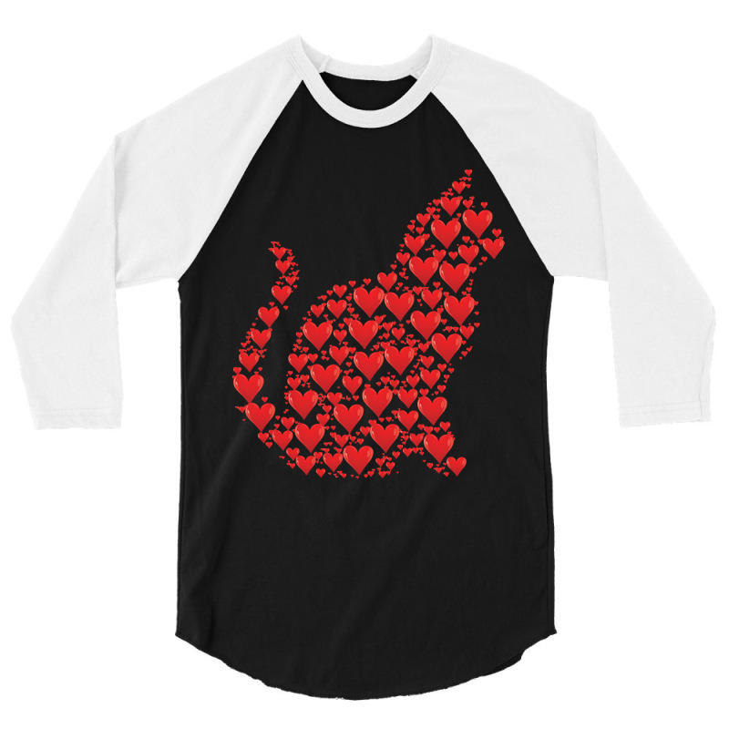 Funny Valentine Day Gift Valentines Day Cat Of Hearts Funny Kitty Kitt 3/4 Sleeve Shirt | Artistshot