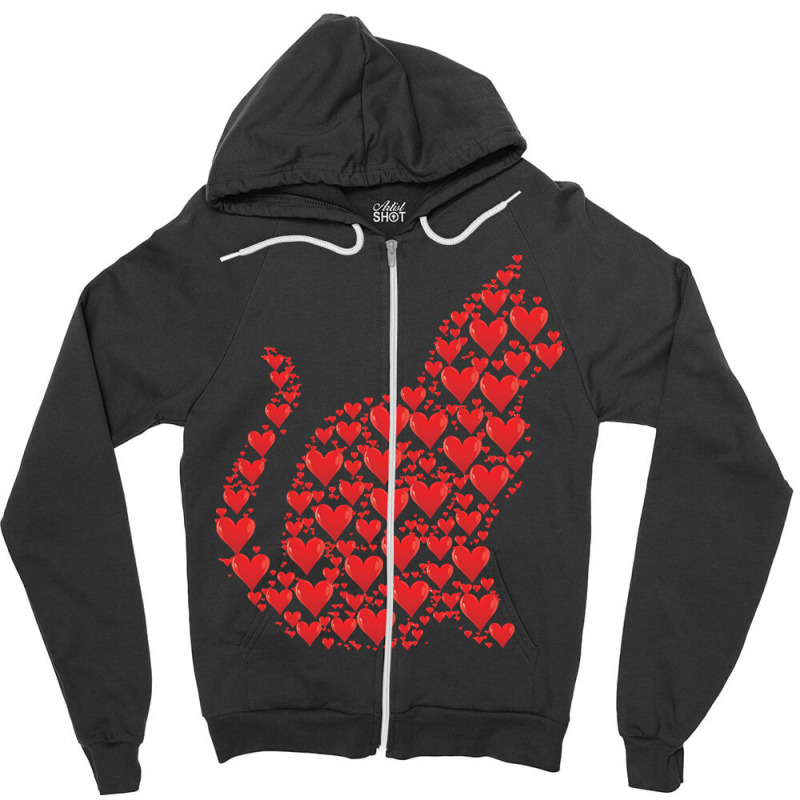 Funny Valentine Day Gift Valentines Day Cat Of Hearts Funny Kitty Kitt Zipper Hoodie | Artistshot