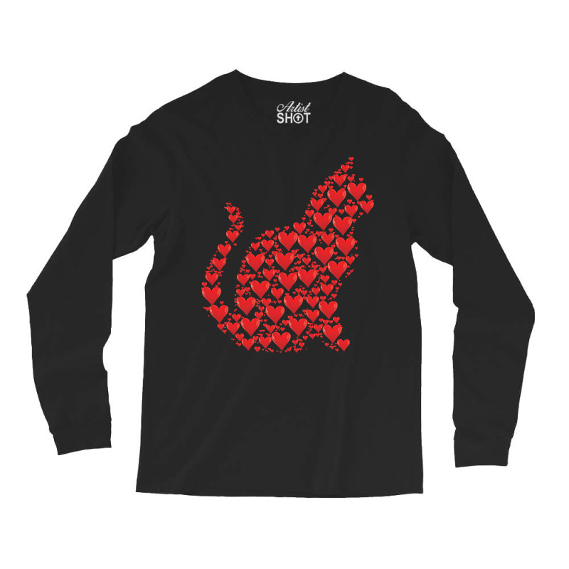 Funny Valentine Day Gift Valentines Day Cat Of Hearts Funny Kitty Kitt Long Sleeve Shirts | Artistshot