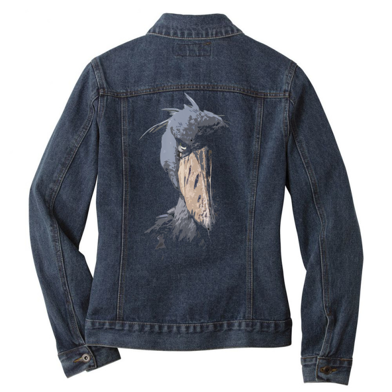 Shoebill African Bird Aztec Mayan Bird Lover Cool Distressed Ladies Denim Jacket by cm-arts | Artistshot