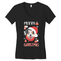 Australian Shepherd Australian Shepherd Christmas Xmas Women's V-neck T-shirt | Artistshot