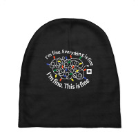 This Is Fine. I'm Fine. Everything Is Fine Christmas Lights Baby Beanies | Artistshot