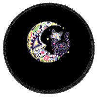 Womens Cat And Moon Sugar Skull Dia De Los Muertos Day Of The Dead V N Round Patch | Artistshot