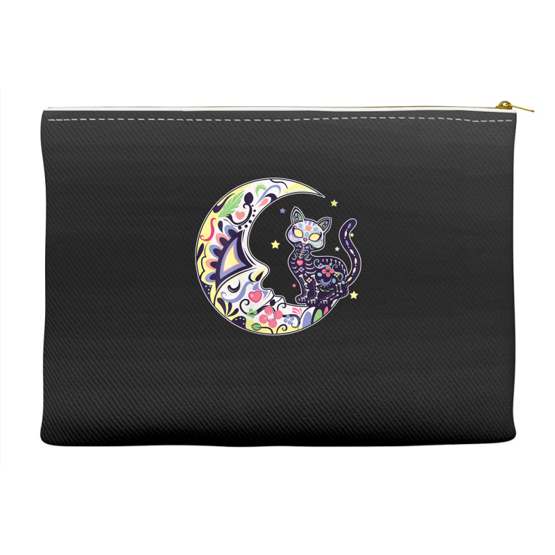 Womens Cat And Moon Sugar Skull Dia De Los Muertos Day Of The Dead V N Accessory Pouches | Artistshot