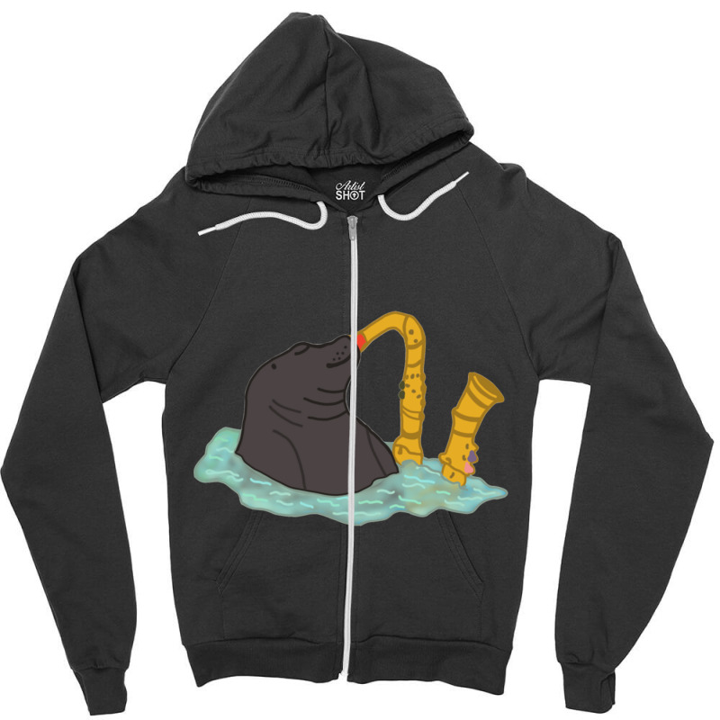 Seal Playing Saxophone Vine Zipper Hoodie | Artistshot