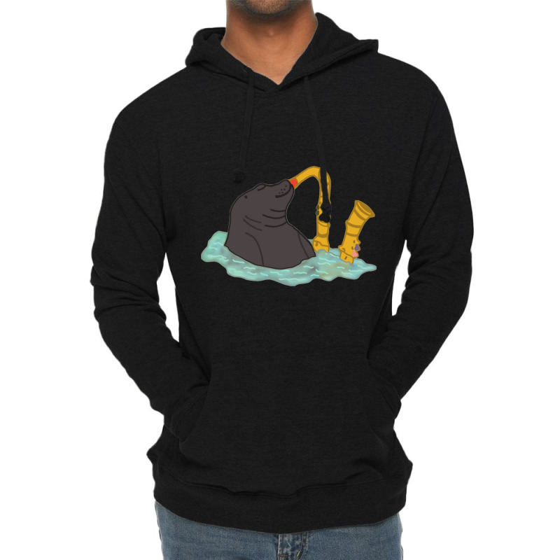 Seal Playing Saxophone Vine Lightweight Hoodie | Artistshot