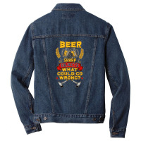 Axe Throwing Beer And Sharp Objects Funny Hatchet Tossing. Men Denim Jacket | Artistshot