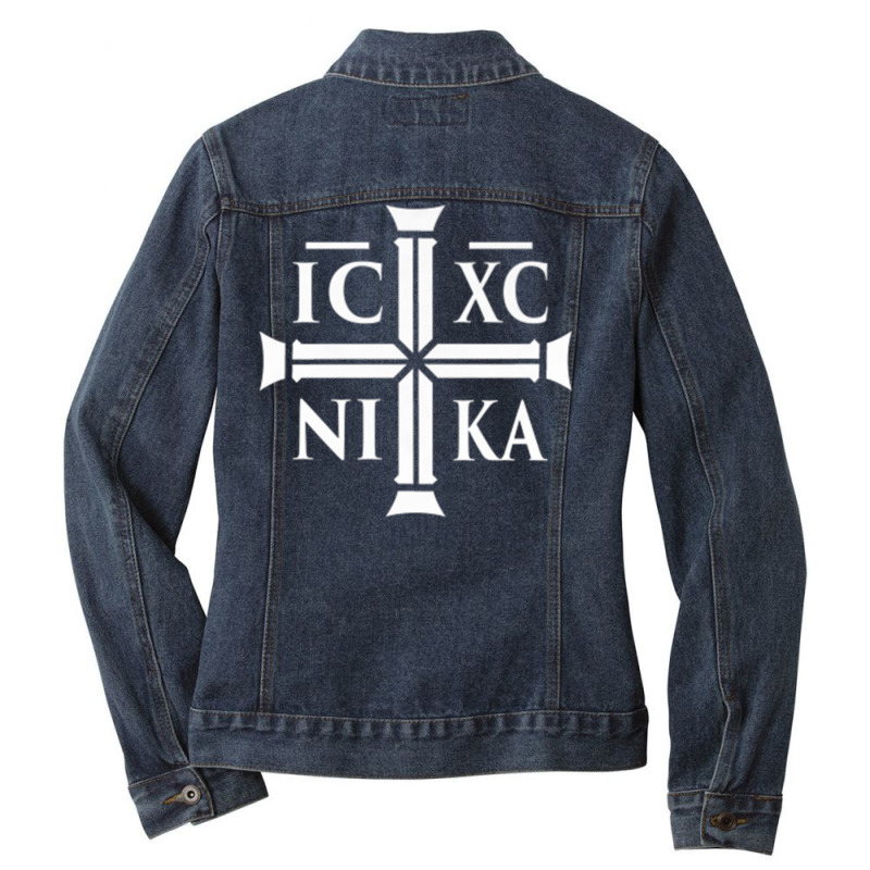 Christian Ic Xc Nika   Eastern Orthodox Premium T Shirt Ladies Denim Jacket | Artistshot