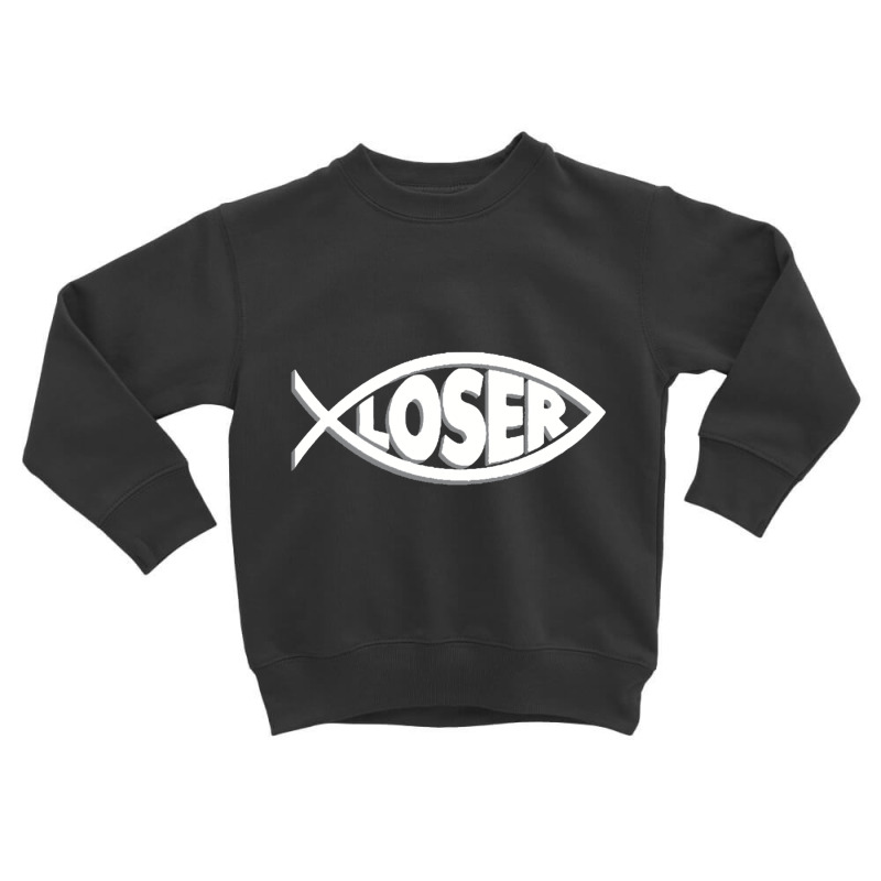 Loser' Slacker 90s Jesus Fish Toddler Sweatshirt by XerxesPrice | Artistshot