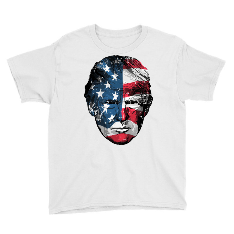 American Patriotic Trump Usa Flag Overlay Distressed Design Long Sleev Youth Tee by cm-arts | Artistshot