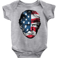 American Patriotic Trump Usa Flag Overlay Distressed Design Long Sleev Baby Bodysuit | Artistshot